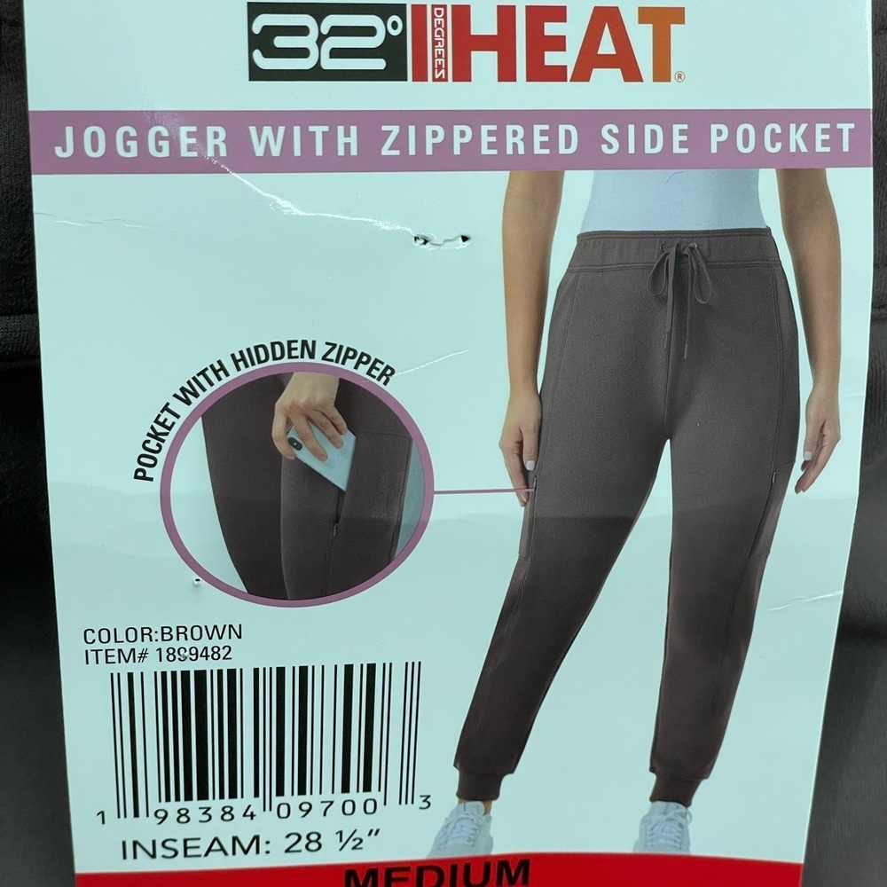 32 Degrees JOGGER Women's brown pink WITH Drawstring ZIPPERED SIDE POCKET size M - Picture 6 of 15